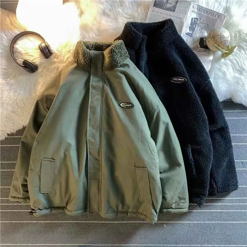 Zoki-abrigo cálido de lana de cordero Y2K para mujer, chaqueta de doble cara con solapa suelta coreana, ropa de calle Harajuku, prendas de vestir informales de felpa, Invierno