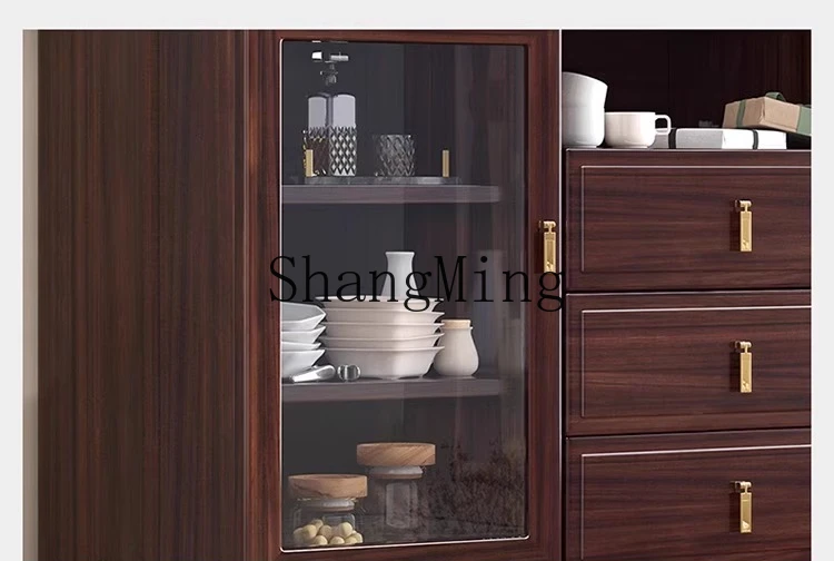 خزانة جانبية لتناول الطعام من الخشب الصلب على الطراز الصيني الجديد من HJ، بهو بسيط على الحائط، خزانة مدخل للتخزين الراقية