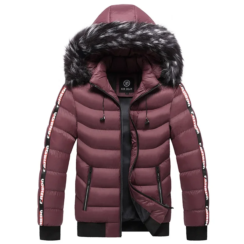 Neue Männer Kapuze Pelz kragen Winter jacken Mäntel warme pakas Qualität männliche Slim Fit Winter mäntel Hut abnehmbare lässige Daunen jacken