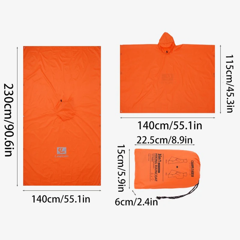 

Waterproof Rain Poncho-Lightweight Hiking Raincoat,Ground Mat,Sun Shelter for Camping,Outdoor Emergency Fishing Men Women