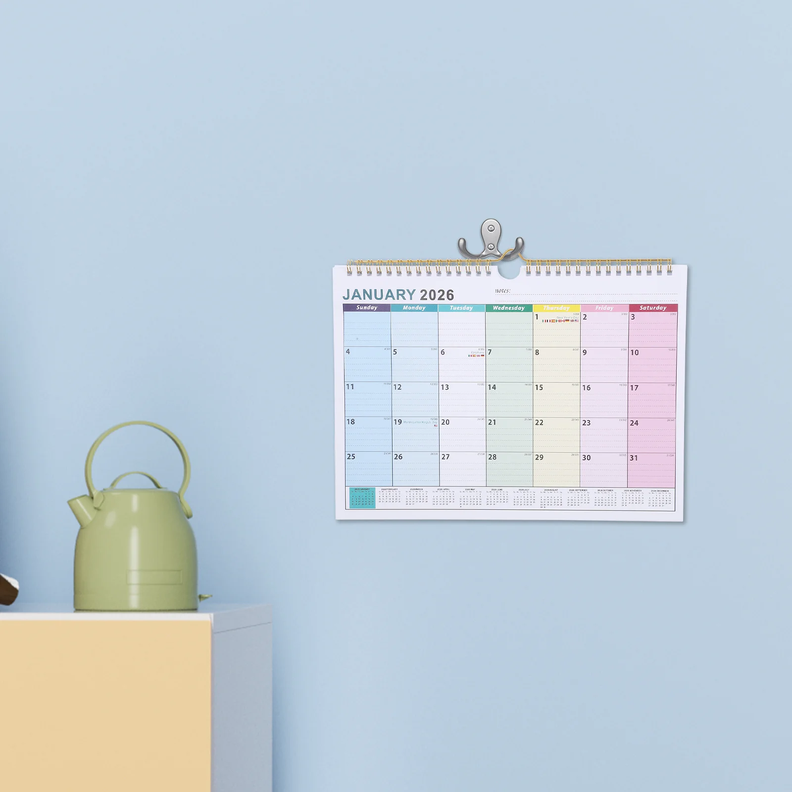 

18pcs 18-Month Hanging Wall Calendar Jan 2026 To June 2027 Monthly Paper Planner For Office Holidays Vertical