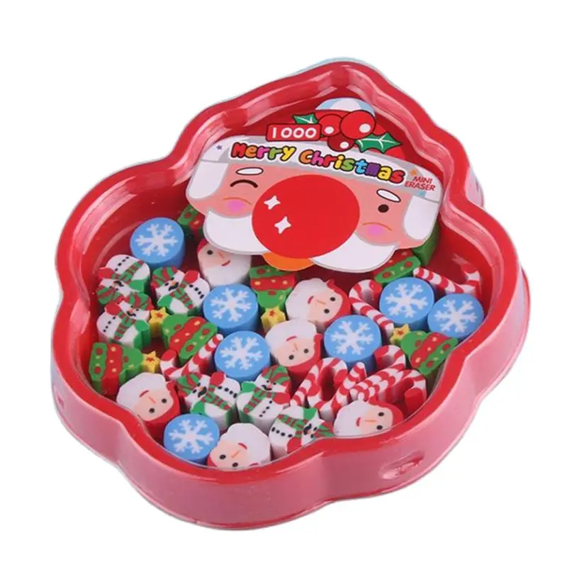 25Pcs/Set Santa Claus Snowman Christmas Rubber Eraser Art School Supplies Office Stationery Novelty Pencil Correction Supplies