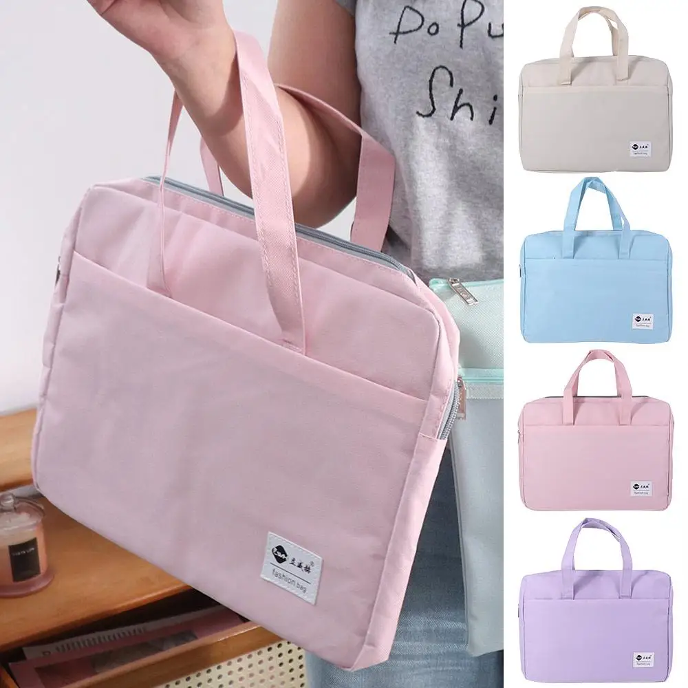 

Large Capacity Document Storage Bag Double Layer Oxford Cloth A4 File Organizer with Handle Waterproof Book Storage Bag Office