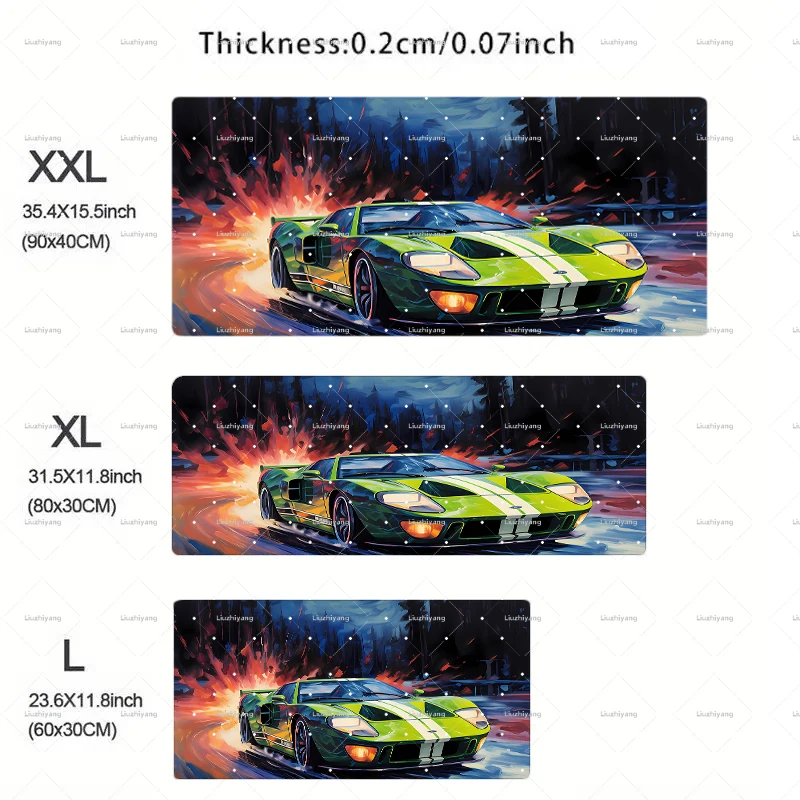 Manga Anime GT40 Green Racing Gaming Accessories Mouse Pad for Offices Gamer Computer Laptop Rubber Anti-slip Keyboard Desk Mat