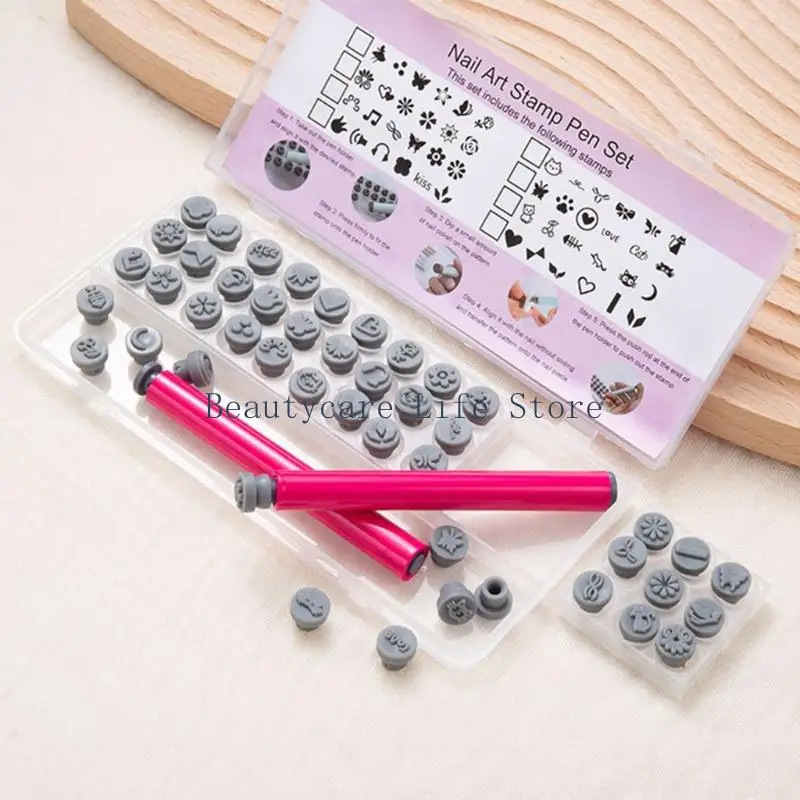 652C 48pieces เล็บศิลปะแสตมป์ซิลิโคนมืออาชีพแสตมป์สำหรับทำเล็บทำเล็บทำเล็บ
