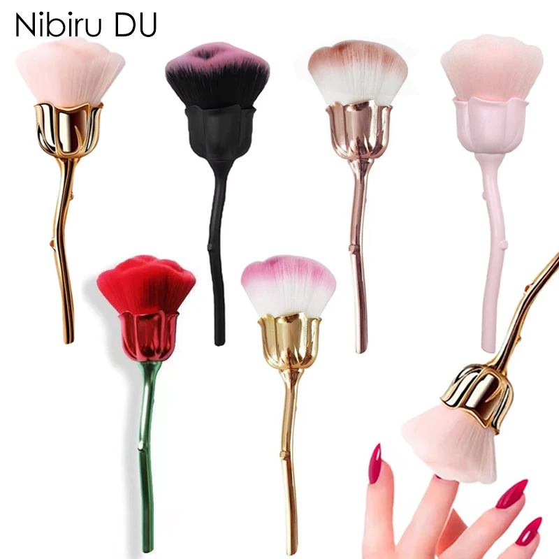 Flower Rose Nail Art Brush Remove Nail Dust Brushes Acrylic UV Gel Polish Powder Cleaning Tool Beauty Makeup Brushes