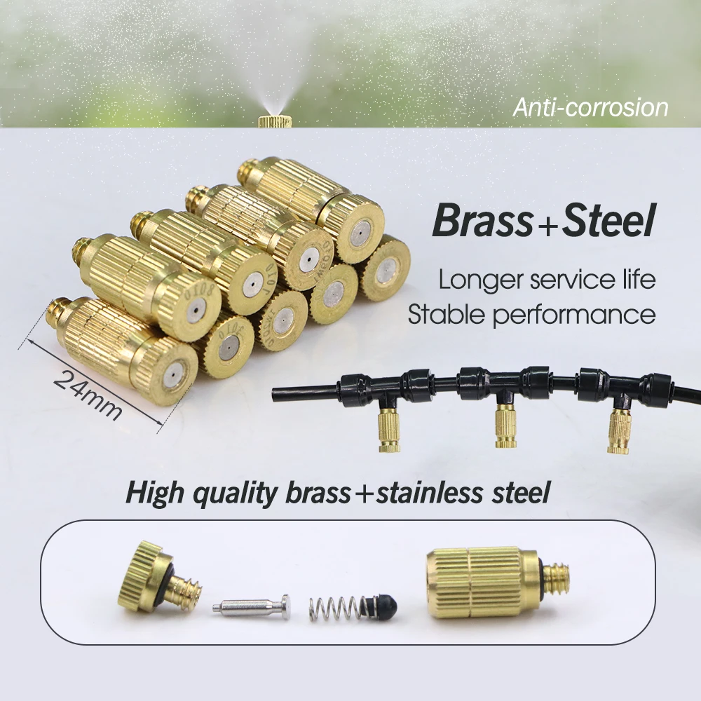 High Pressure Brass Mist Nozzle 4.5mm Thread Fine Fogging Atomizer for Garden Landscape Dedusting Humidification AtomizingSystem