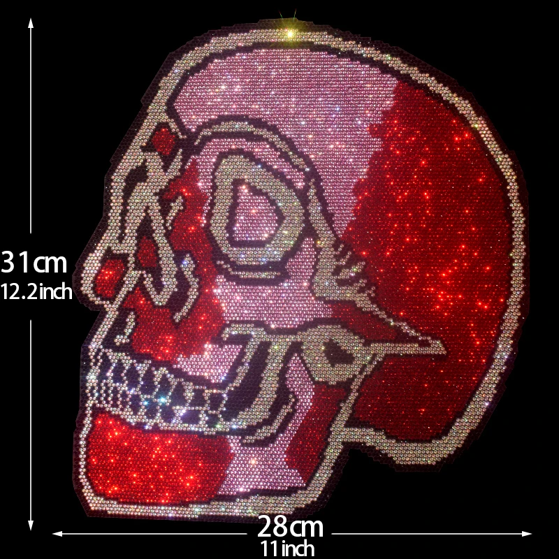 

High-quality Rhinestone creative skull ironed on sweater, T-shirt, hoodie and denim jacket clothing accessories