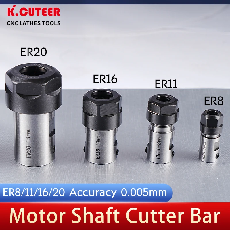 ER8 ER11 ER16 ER20 Spindle Collet Chuck Bracket Tool Motor Cutting Shaft Clamping Parts 3~8mm