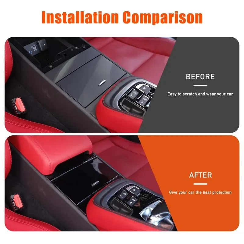 

For Jaguar F-TYPE 2013+ Black PVC car central control storage box panel decoration sticker car interior protection accessories