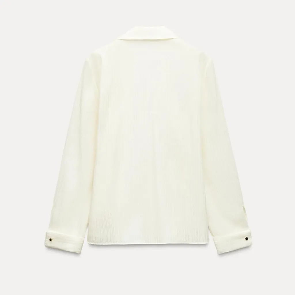 

Women's Autumn Fashion Pleated Long Sleeve Top Loose Lapel European American Style Streetwear New Arrival
