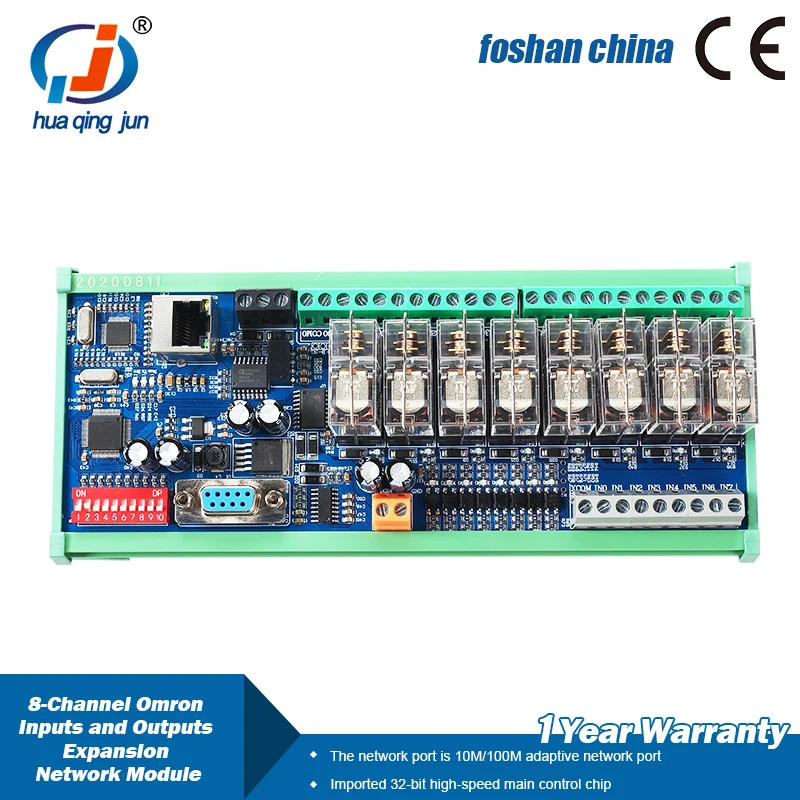Huaqingjun 8 canaux RS485 entrées Ethernet sorties Module de relais DC12V 24 V 10A Modbus RTU TCP Realys pour PLC