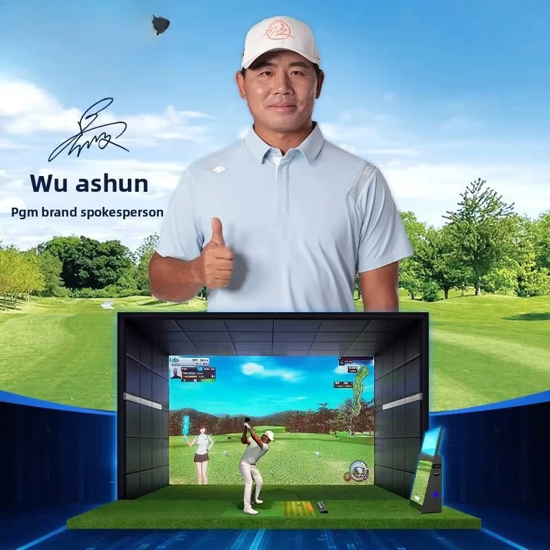

Portable Indoor Outdoor Golf Simulator With Impact Screen And Launch Monitor Custom Bay Interactive Set Accessories Hitting