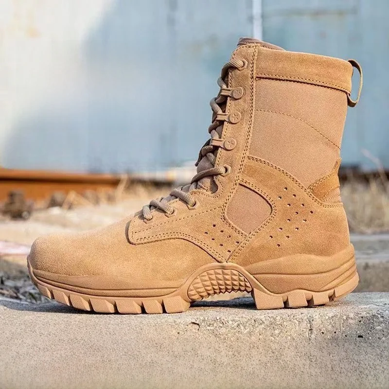 Novo Estilo de Botas de Combate Ultra-Leves em Marrom para Treinamento, Botas de Deserto Impermeáveis de Cano Alto para Homen...