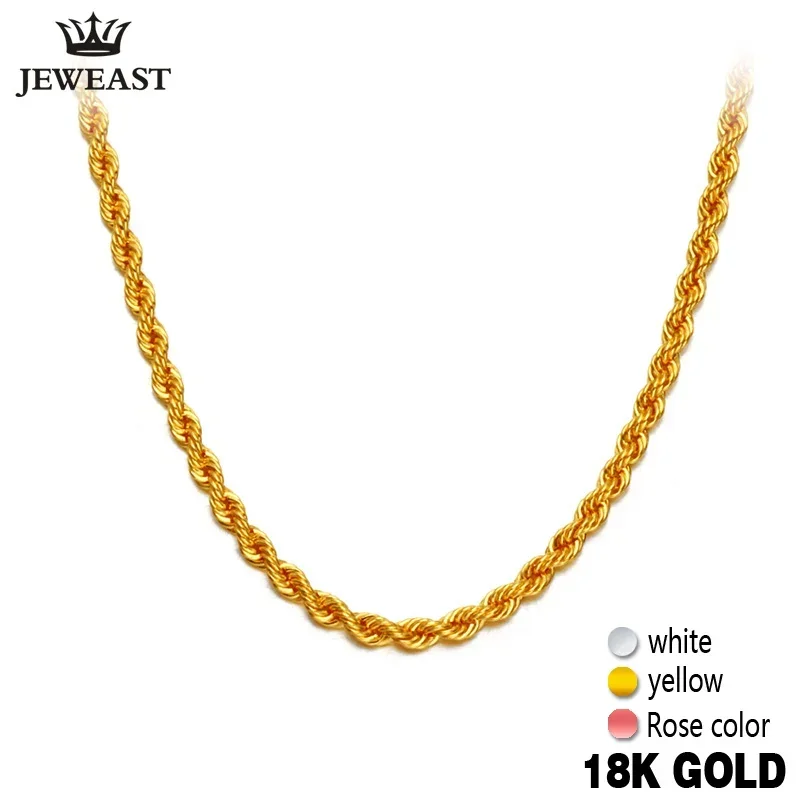 

18K Pure Gold Women's Necklace Fashion&Trendy yellow white rose lady unisex Female's chain Wedding Party Diamond-Jewelry hot top