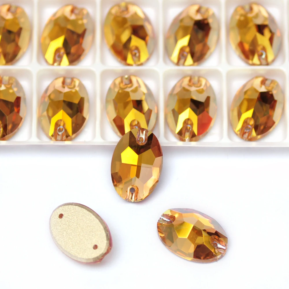 PUBRILEX K9 Glas-Aufnäh-Oval-Strasssteine Flache Diamanten Großhandel Dekorationssteine zum Nähen für Kleidung und Taschen – Detail 5