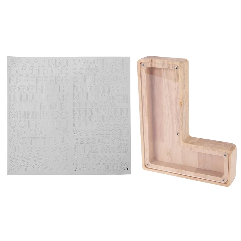 ABGN Wooden Personalized Piggy Bank Toy Alphabet For Kids Money Jar Coin Adults Saving Box Letter Decor