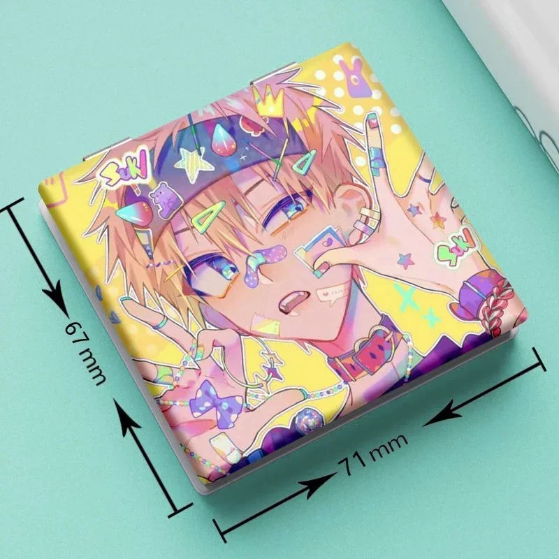 7x6cm Toilet bound Hanako kun Folding Double-sided Makeup Mirror Portable Travel Anime Cute Girls Kids Magnifying Square