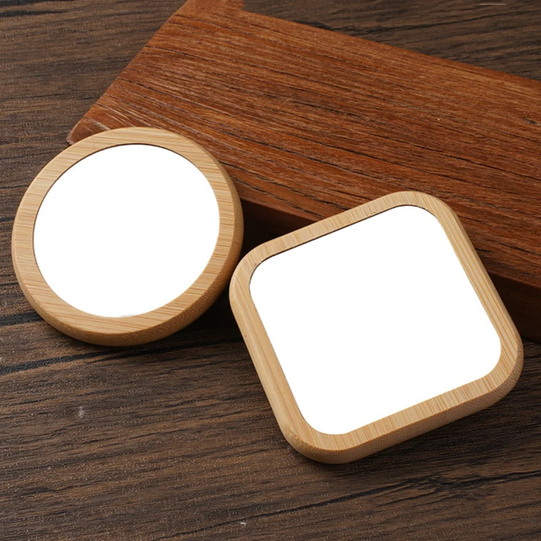 Specchio per il trucco in legno massello, mini specchio per il trucco quadrato portatile, specchio portatile minimalista, specchio tascabile da viaggio
