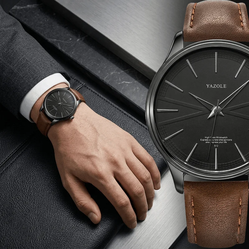 New Stylish Minimalism Men Watch Casual Round Dial Leather Bracelet Man Quartz Watches Clock Gift For Boyfriend Men Reloj Hombre