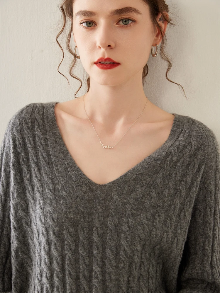 

Роскошный мягкий восковой детский кашемировый свитер, женский свободный свитер с v-образным вырезом, ленивый ветер, Джокер, свитер