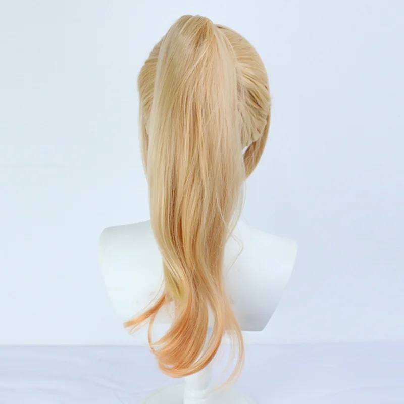 Similler Synthetic Anime Cosplay Wigs Straight Long Hair Heat Resistance Game Cos with Ponytail Ash Blonde