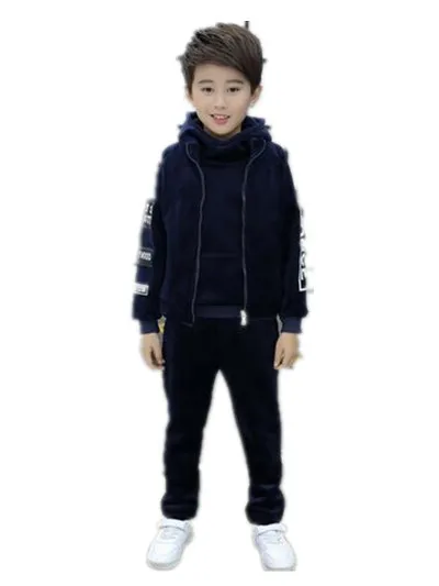 2024 winter Boys tracksuit Autumn Toddler Teenager Clothes tiger velvet jacket + Sweater + Pant Children Kids 8 9 10 11 12 year