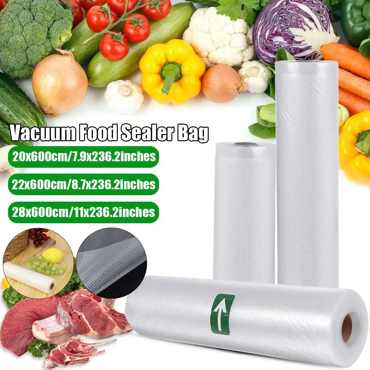 PE Vacuum Bag 1 Roll 20/28X600cm High Quality Food Vacuum Packing Bag For Vacuum Sealer Storage bags Food Fresh Long Keeping