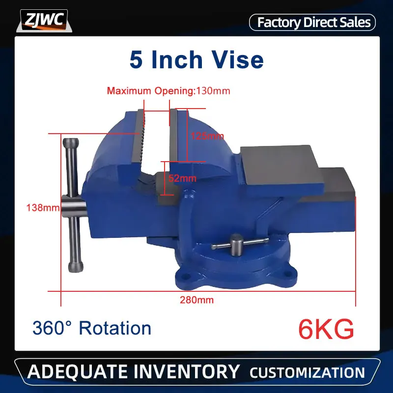 

1pc Heavy Duty Bench Vise Household Vise Bench 5 Inch Small Bench Vice Clamp 360 Degree Rotation