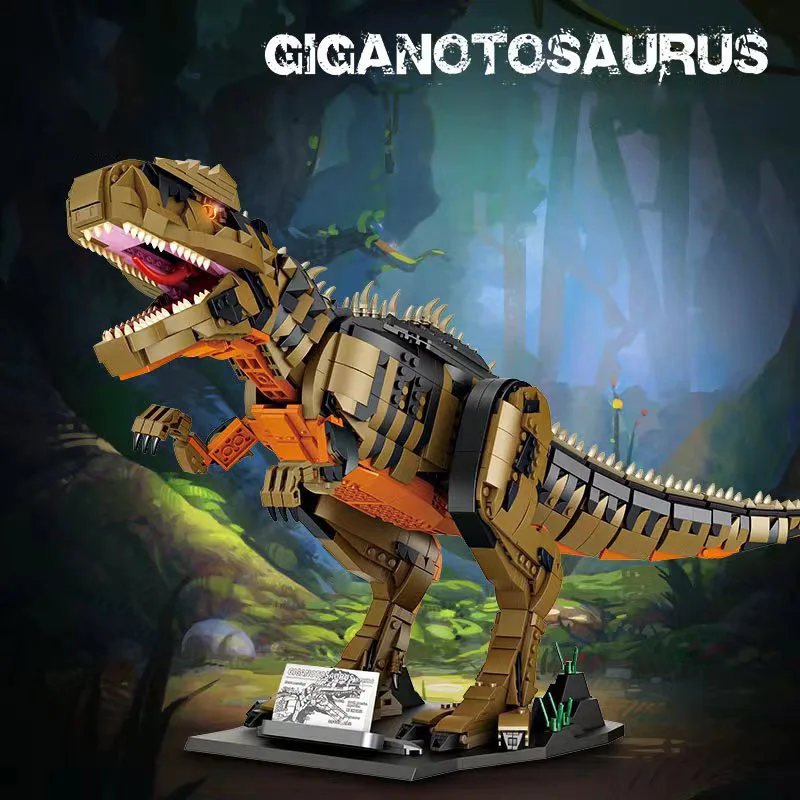 Jurassic Big Dinosaur World Giganotosaurus Tyrannosaurus Rex Therizinosaurus Model Building Blocks Triceratops Dino Bricks Toys