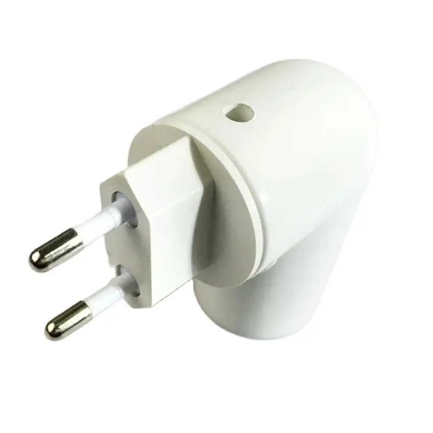 Portalámparas LED blanco PBT europeo a E27 con interruptor, Bombilla de codo, adaptador de enchufe de cabeza, luz LED 6A, Base de lámpara de