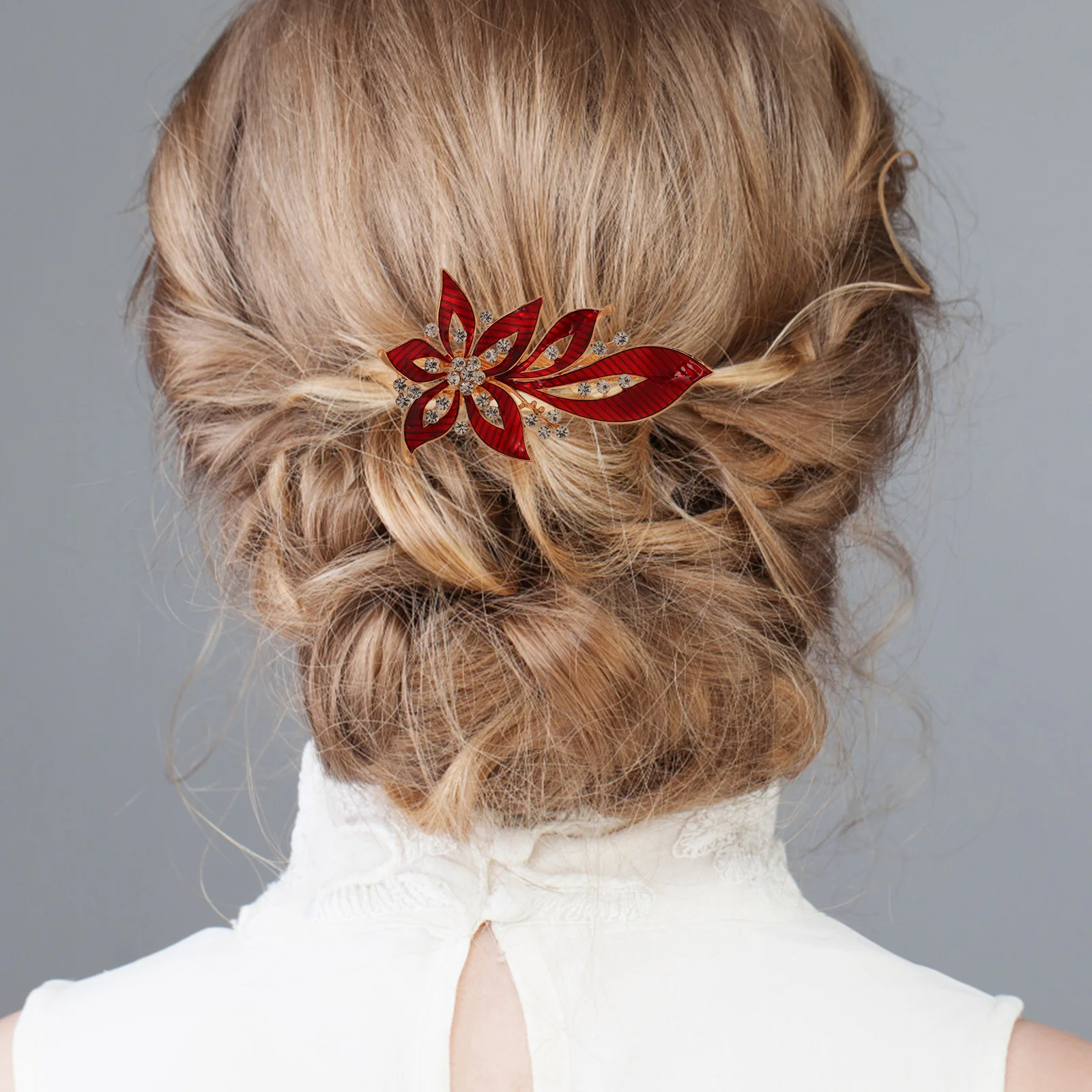 Pinzas de cocodrilo de flores vintage, pasadores de diamantes de imitación para mujer, broche de pelo de plátano francés