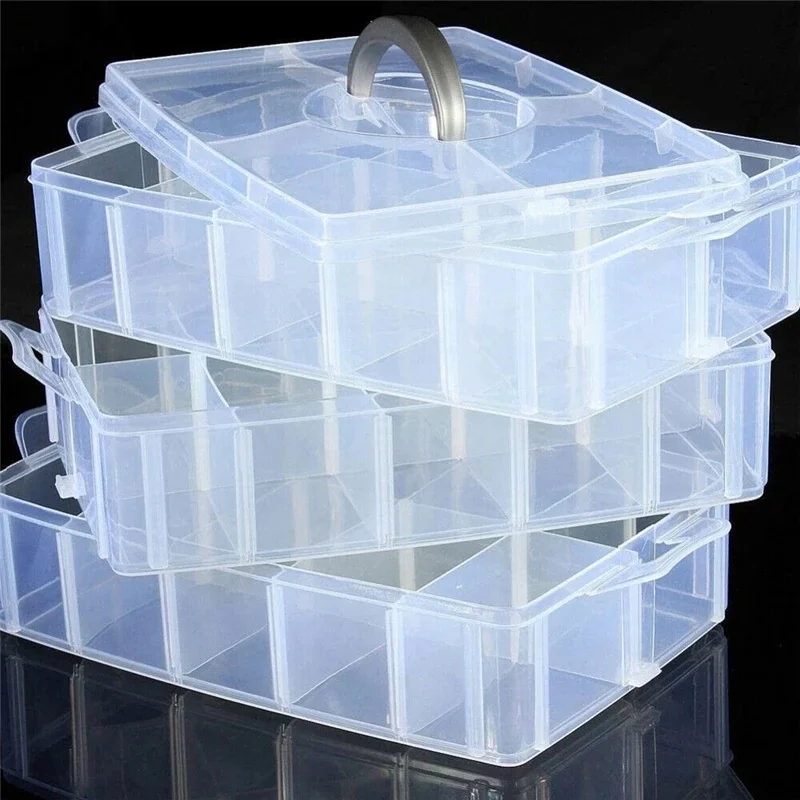 Multi Grid Transparent Plastic Storage Box Home Organization Adjustable Stackable Compartment Slot Toy Jewelry Boxes Accessories