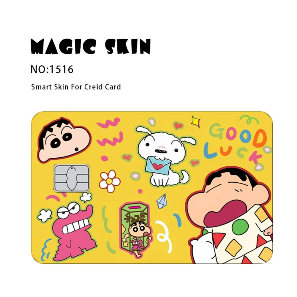 Kawaii Crayon Shin-Chan Small Chip Credit Card Thin Film Skin Suitable For Debit Card Cartoon Waterproof Decorative Sticker Gift
