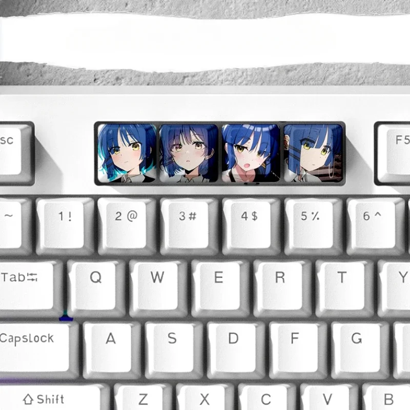 4pcs Bocchi The Rock Keycap Personalized Customization Yamada Ryō Ijichi Nijika Mechanical Keyboard Keycap PBT Anime Game Keycap
