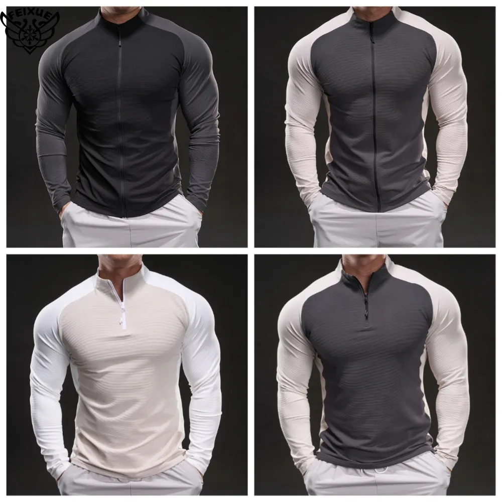 

Новинка 2023 года, мужская спортивная одежда, топ для фитнеса, спортивная куртка, быстросохнущая дышащая тонкая футболка с длинными рукавами, тренировочная одежда для бега, осень