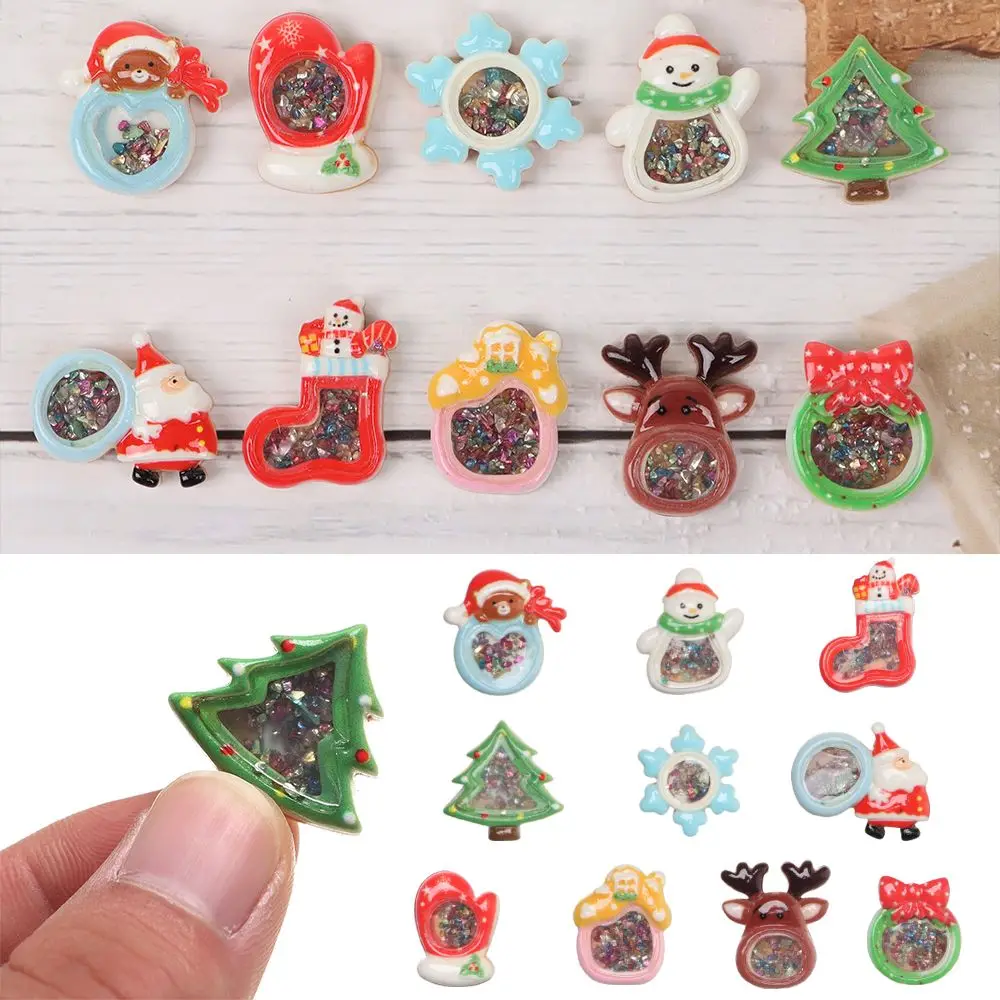 10Pcs Xmas Gift Christmas Decoration Earrings Necklaces Making Jewelry DIY Accessories Christmas Ornaments Resin Charms