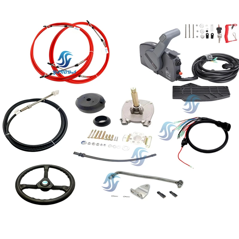 For Yamaha Outboard 2T 40HP Steering gear+steering wheel+throttle cable (8-17FT)+remote Control box(7pin) Kit  boat accessories