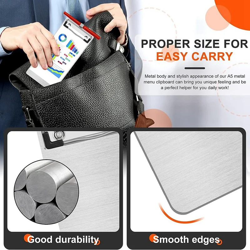 Metal Aluminum Clipboard With Pen Holder Mini Aluminum Pocket Clipboard A5 Clipboard For Office School