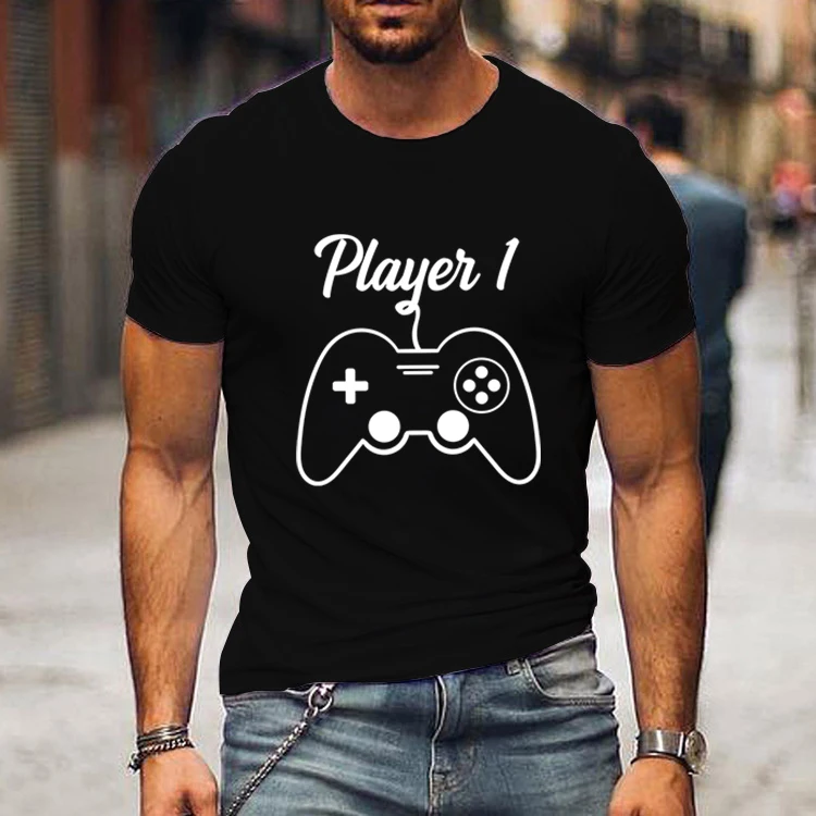 Player 1/2 Waiting for Player 3 Print T Shirt Pregnancy Announcement T-Shirt Game Console Pattern Couple Maternity Pregnancy Tee