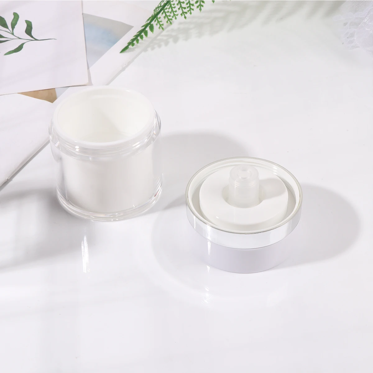

2PCS Vacuum Cream Jar Portable Lotion Dispenser Bottle Case Travel Makeup Container Acrylic No Leakage Small Size