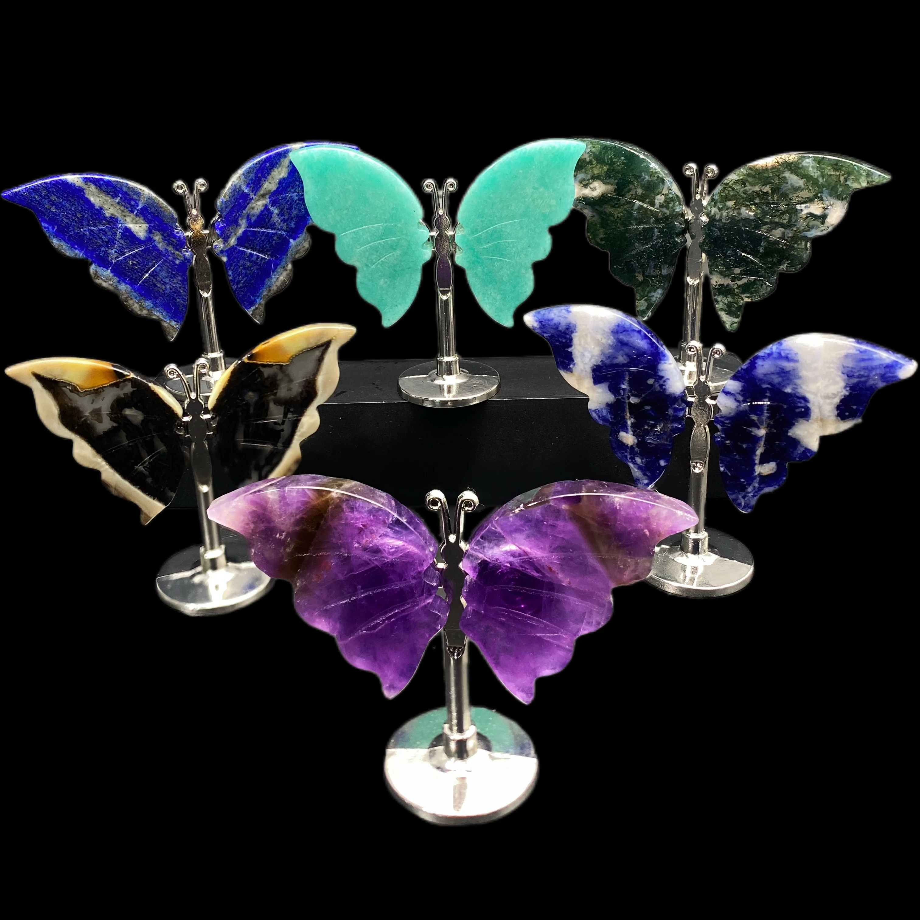 1PC High Quality Natural Multi-material Butterfly,Birthday Gift,Women Gift,Scene Decoration,Crystal Ornaments,Table Decoration. view 2