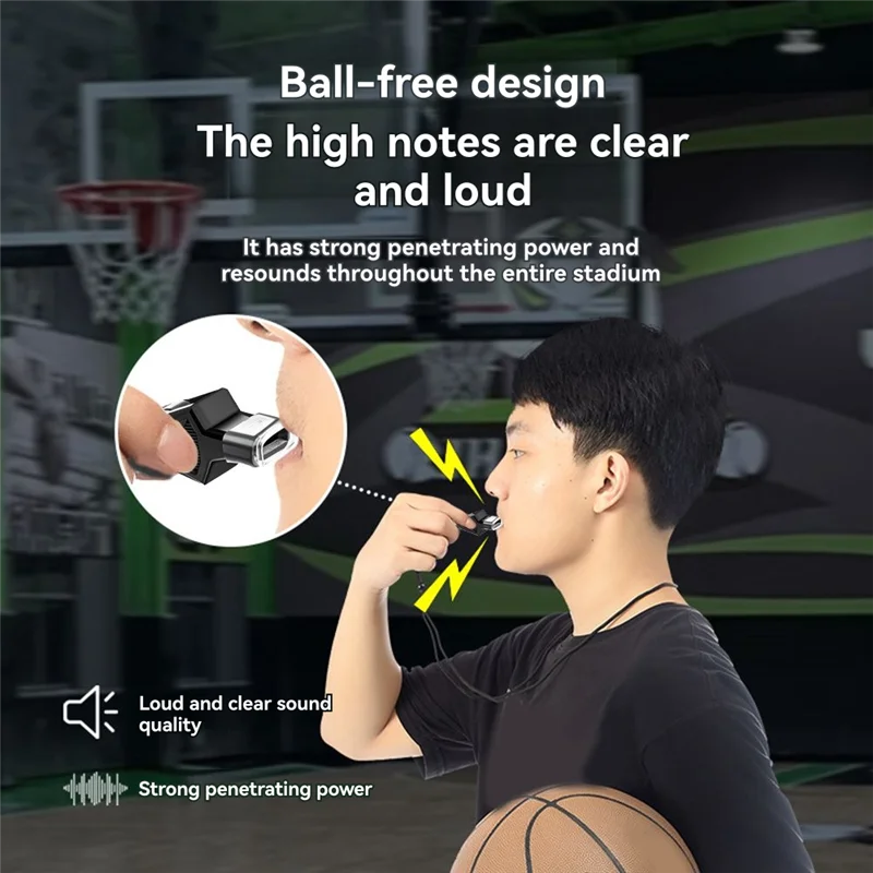 Kit de apito esportivo profissional, árbitro de basquete, futebol, sem sementes, apito de plástico, ferramenta de sobrevivência de emergência, preto