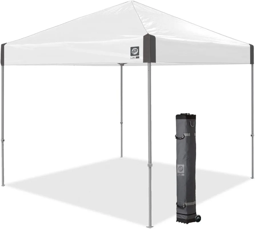 

E-Z UP Ambassador Instant Shelter Canopy, 10' x 10', Roller Bag and 4 Piece Spike Set, Steel Gray or White