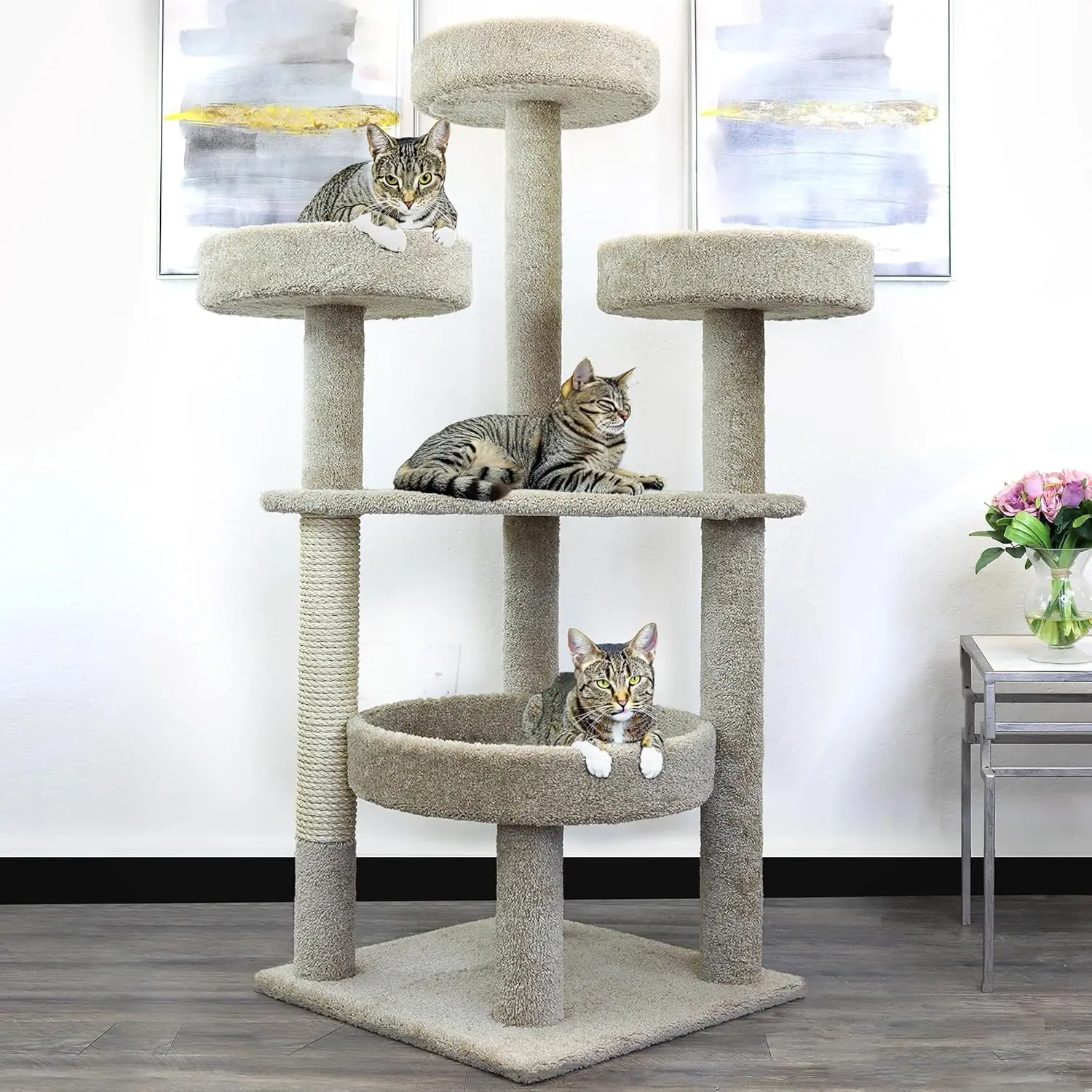 

Heavy Duty Large Cat Tower Multi-Level Scratching Posts Plush Perches Condo Play House for Big Cats, Customized