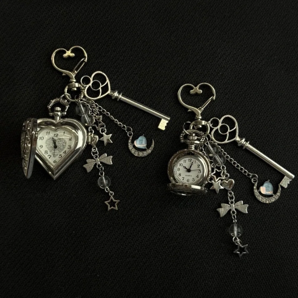 Original Hollow Heart Pocket Watch Chain Keychain Design Steampunk Clock Vintage Necklace Pendant Jewelry Watch Men Women Gift