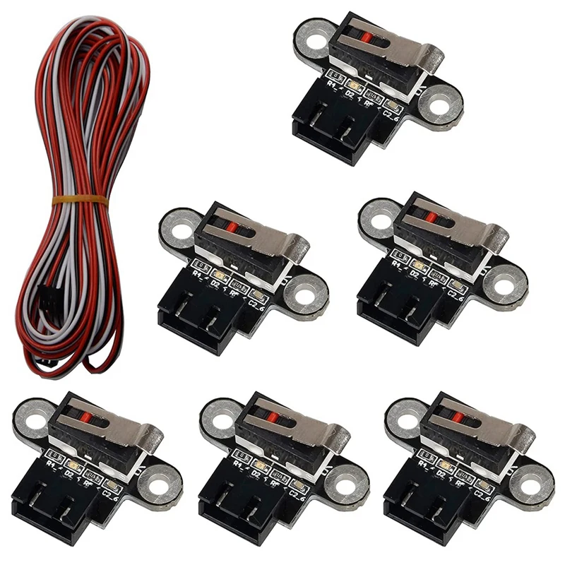 6 Pcs 3D Printer Switch Mechanical Limit Switch Module Mini Endstop Switches With 1M 3Pin Cable For 3D Printers Parts