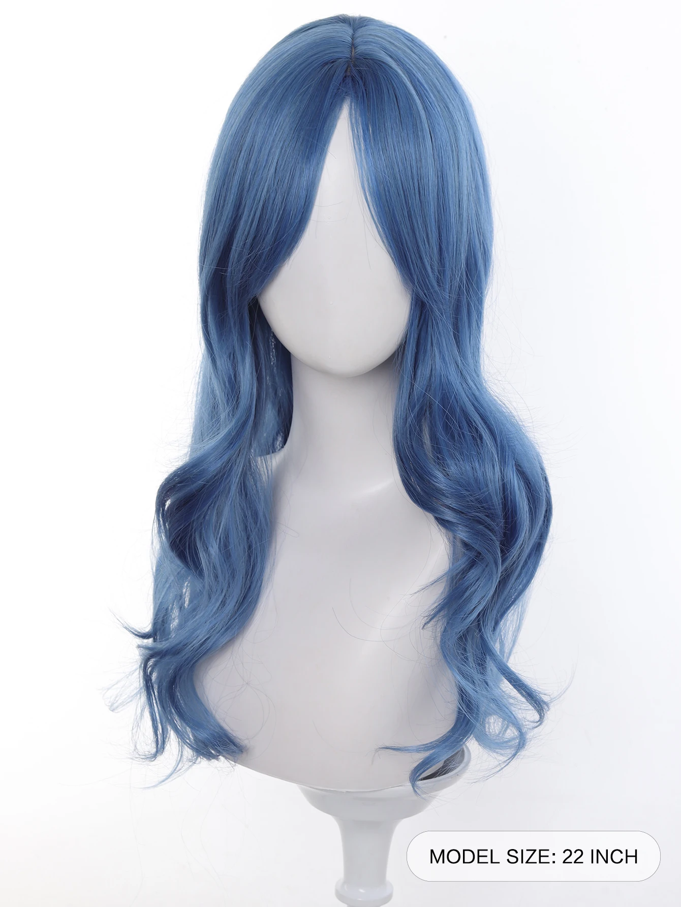 LM 22Inch Sea Blue Color Synthetic Wigs Middle Part Long Natural Wavy Hair Wig For Women Cosplay Drag Queen Party Heat Resistant