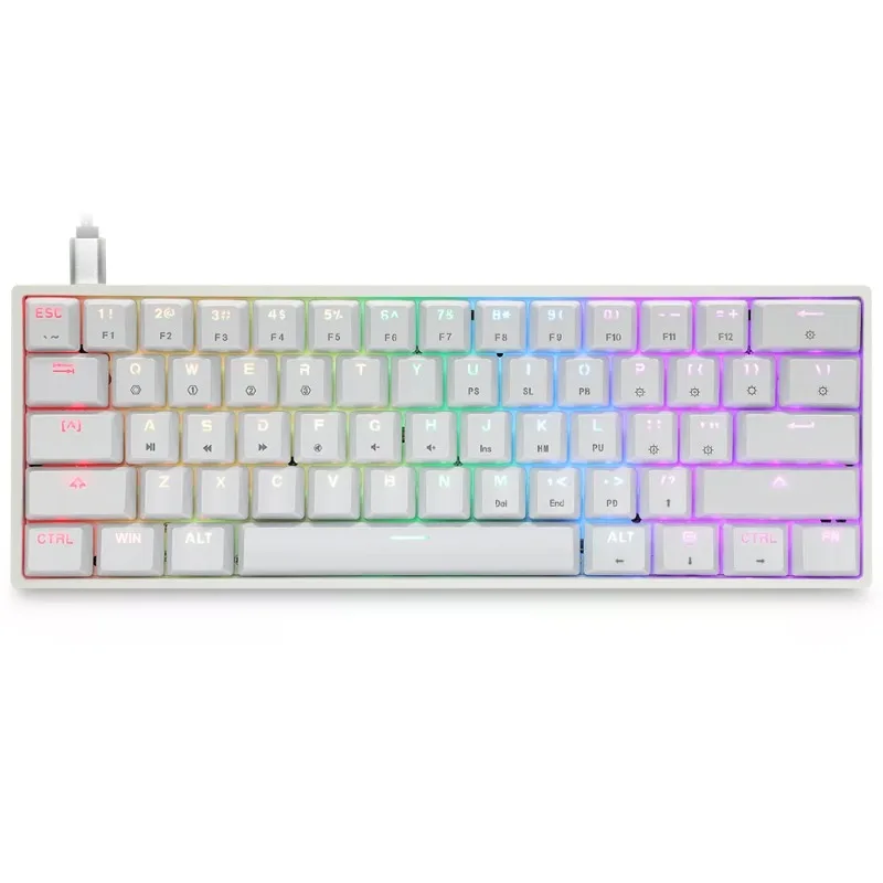 For 60% Layout 61 Keys Hot Swappable Mechanical Gaming Keyboard RGB Backlit Mini Wired Computer Keyboard For Gamers PC Laptop