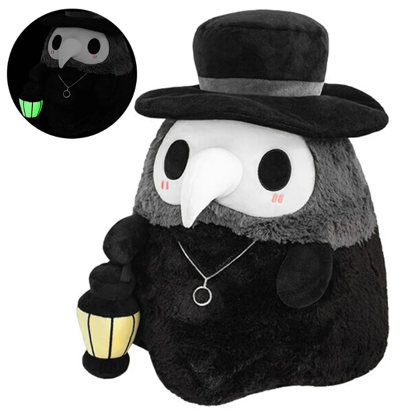 

In stock new steampunk plague doctor doll with glowing raven feather plush toy